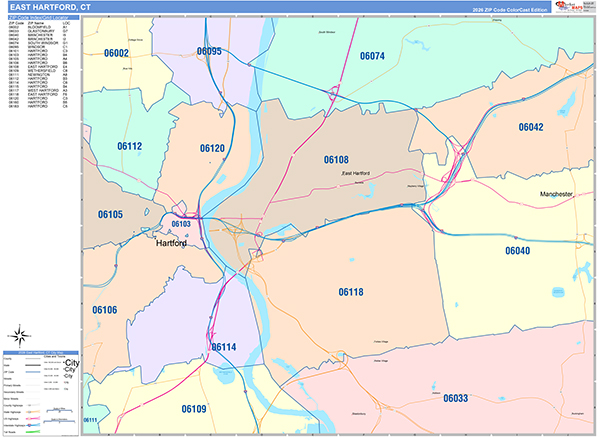 East Hartford, CT Zip Code Map